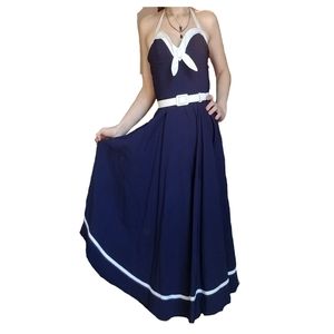 pinup couture blue sailor dress